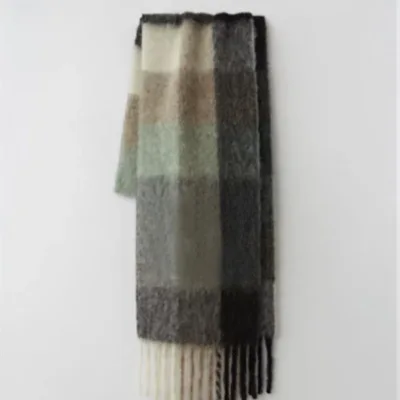 Style 7 black grey Женский зимний шарф, большой шарф из пашмины, Модные леопардовые шарфы в клетку с длинными кисточками, женские теплые шарфы, шали, смешанный дизайн - Цвет: Style 7 black grey