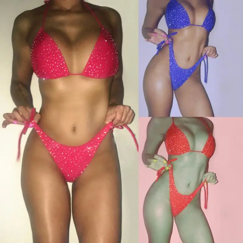 Women Bandage Push-up Micro Bikini set Push Up Swimwear Solid Beach Bathing Suit Brazilian Thong Swimsuit Swim | Женская одежда