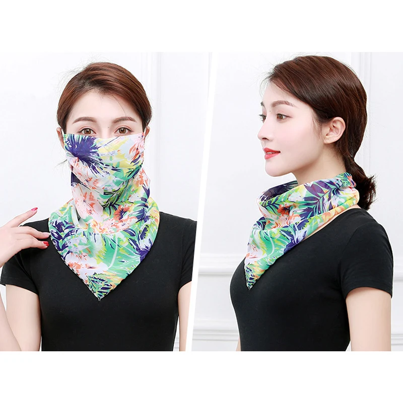 

Temperament Neck Breathable Mask Spring And Summer Anti-UV Chiffon Thin Veil Sunscreen Multi-function Large Mask Scarf