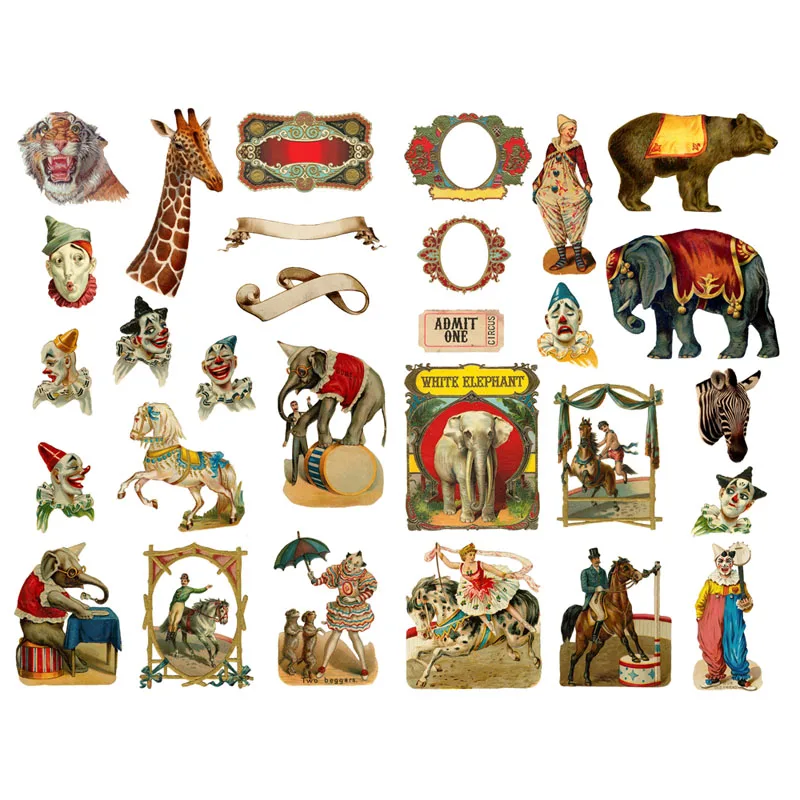 1 шт. Винтаж клоун эстетическое записки коллаж Бумага журнал наклейки Модные