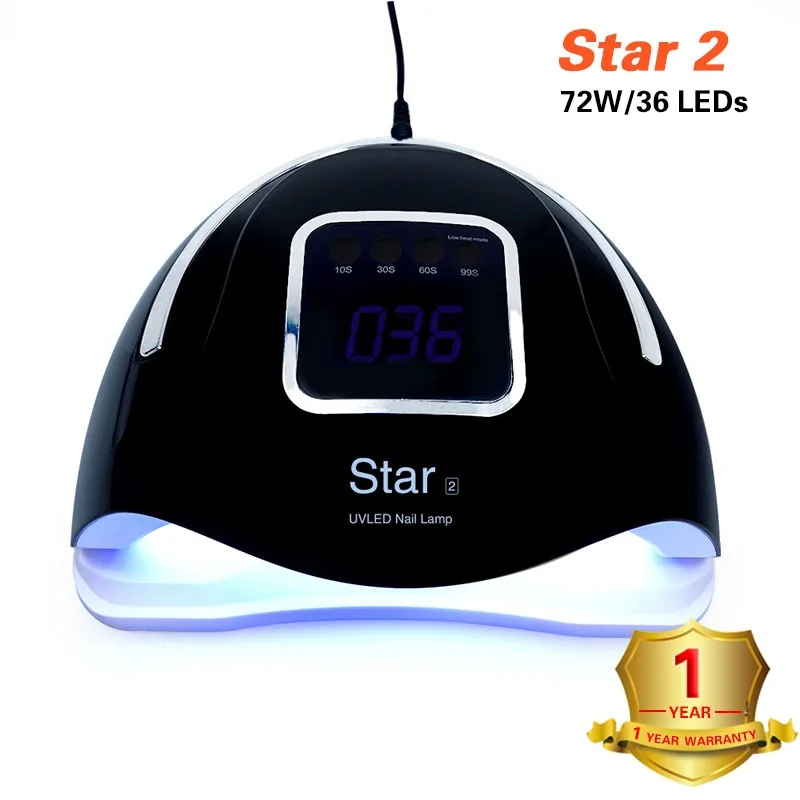 Star2 Black 72 Вт SUN5s лампа для ногтей УФ-лампа светодиодный Сушилка для ногтей автоматический датчик ЖК-дисплей времени для отверждения гель-лака инструмент для дизайна ногтей - Цвет: Star2 Black