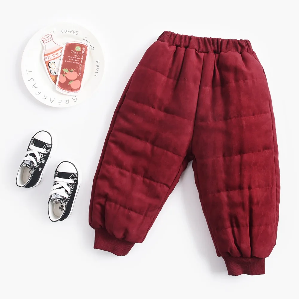 Детские брюки Осень зима теплые взрывобезопасные однотонные Плотные хлопковые