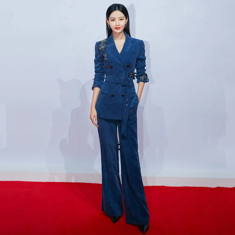 Вельветовые женские деловые костюмы из 2 предметов|Брючные костюмы| |