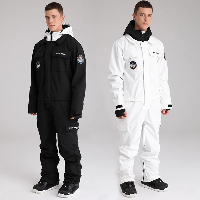 Уличные мужские снежные костюмы с капюшоном ветрозащитный мужской лыжный