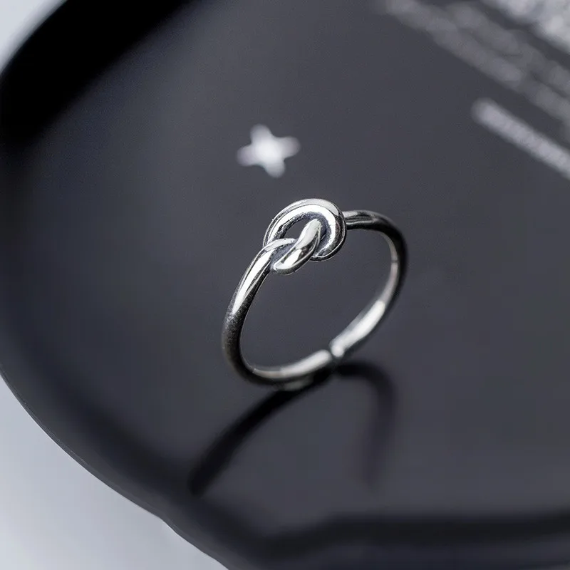 INZATT Real 925 Sterling Silver Vintage Rope Knot Opening Ring For Hot Women Party Minimalist Fine Jewelry Gift 2019 | Украшения и