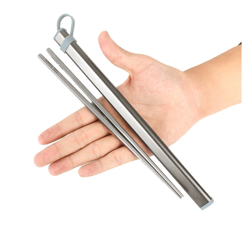 

Titanium Chopsticks Food Sticks Outdoor Tableware Portable Chinese Chopsticks for Camping Picnic Reusable Square Chopsticks