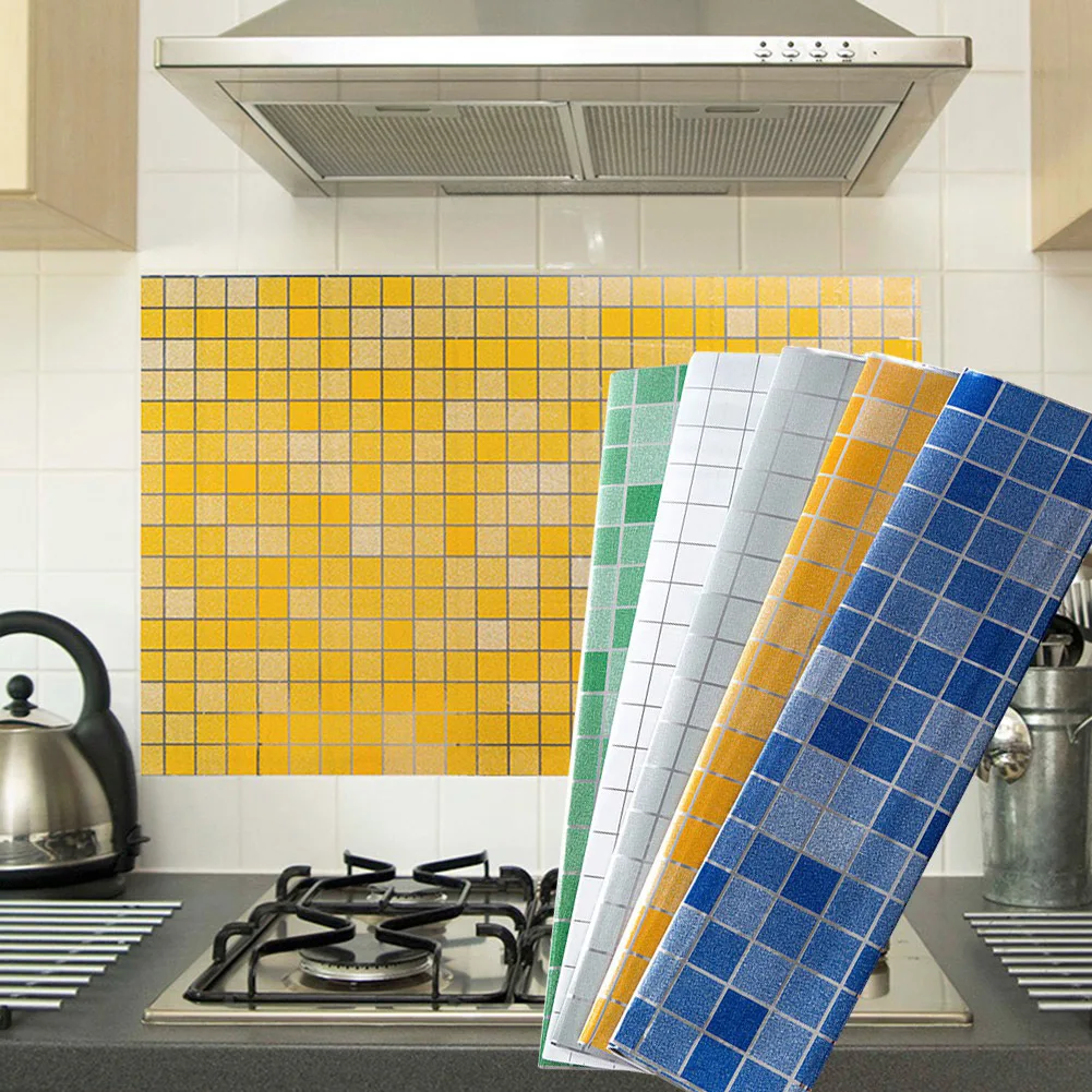 

PVC Wallpaper Sticker Waterproof Oilproof Self-Adhesive Backsplash for Kitchen Bathroom, 27.5"x17.7"