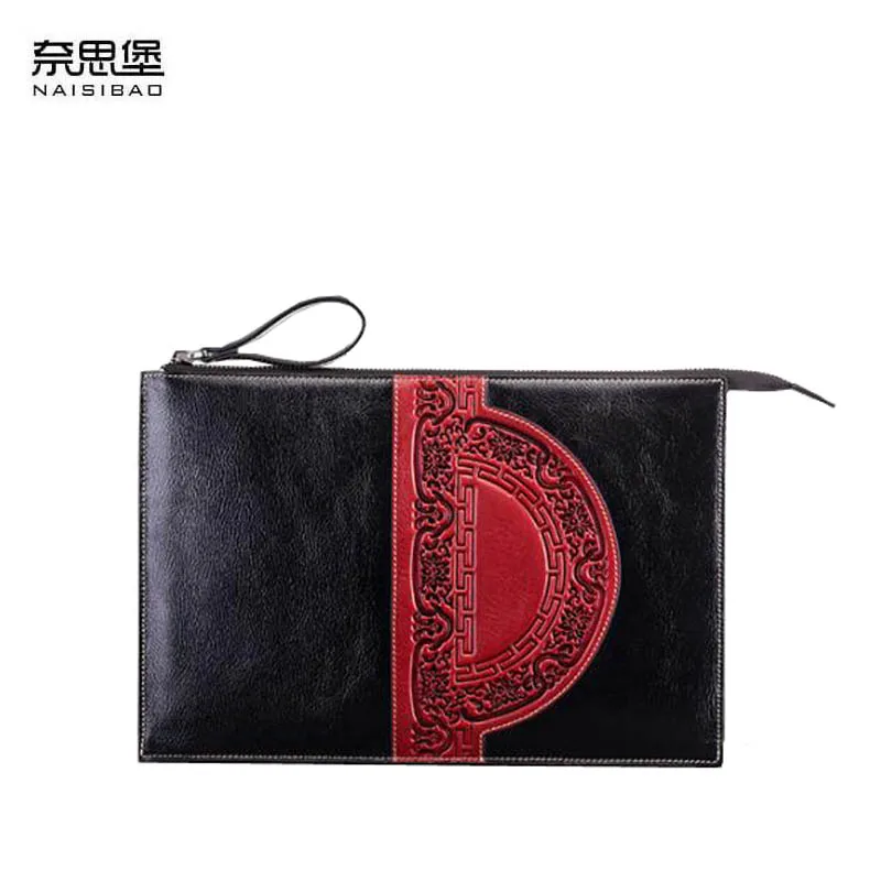 Женская сумка конверт NAISIBAO роскошная дизайнерская из натуральной воловьей кожи