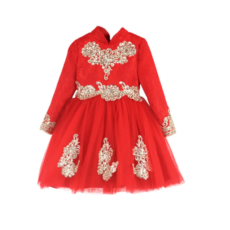 Китайское Новогоднее платье детское свадебвечерние с цветочным принтом для