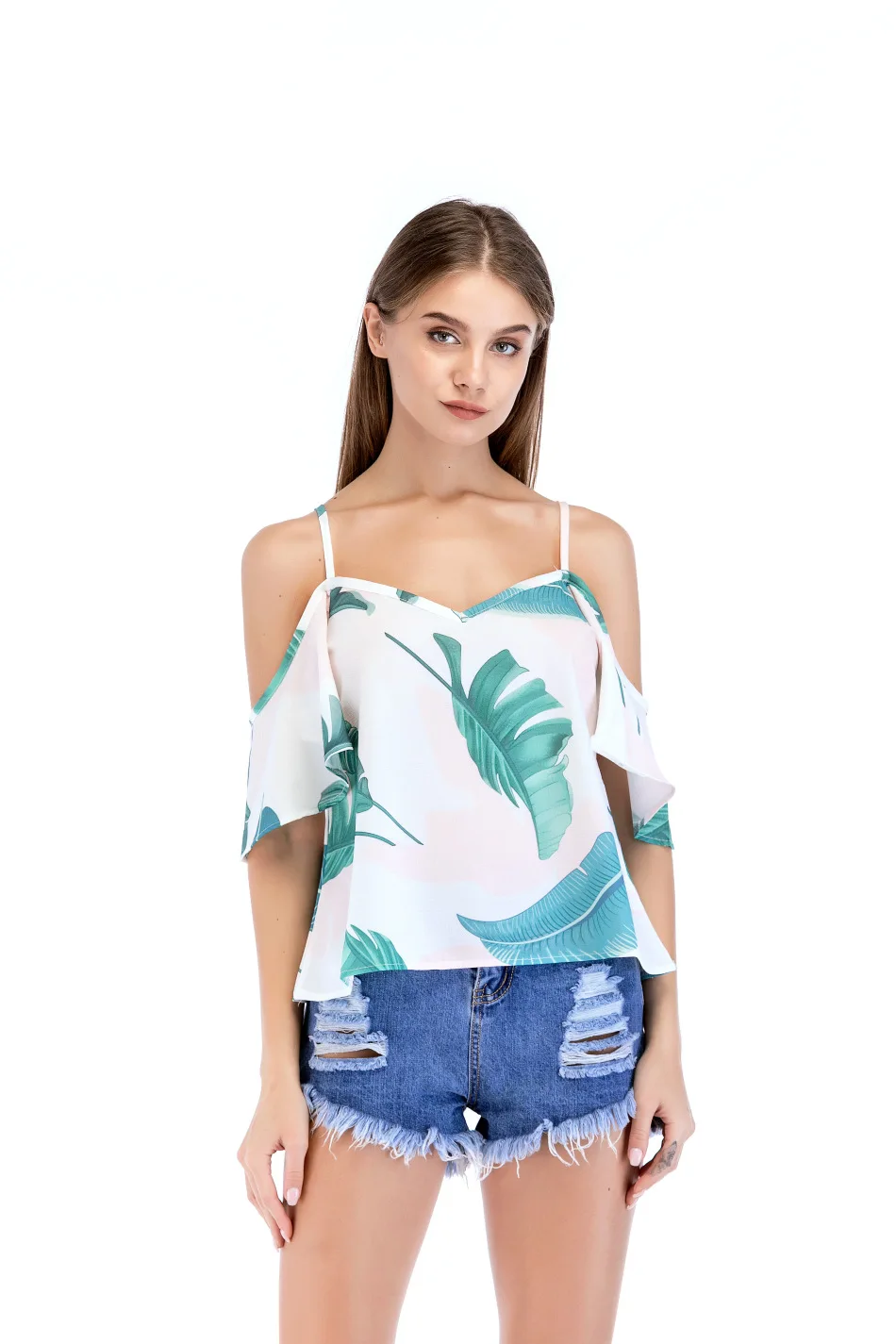

Summer Women's Sling Real Shot European and American New Sexy Strapless Chiffon Sling Shirt