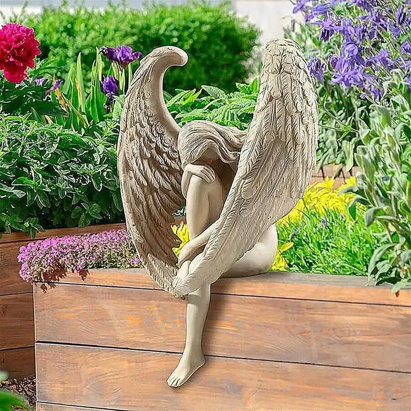 

Winged Angel Ornament Garden Statue Outdoor Garden Ornaments Resin Sculptures Statues For Lawn Yard Patio Decoration