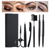 7 in 1 professional make up tool kit women tweezers drawing stencils eyebrow trimmer eyebrow brush eyebrow grooming set