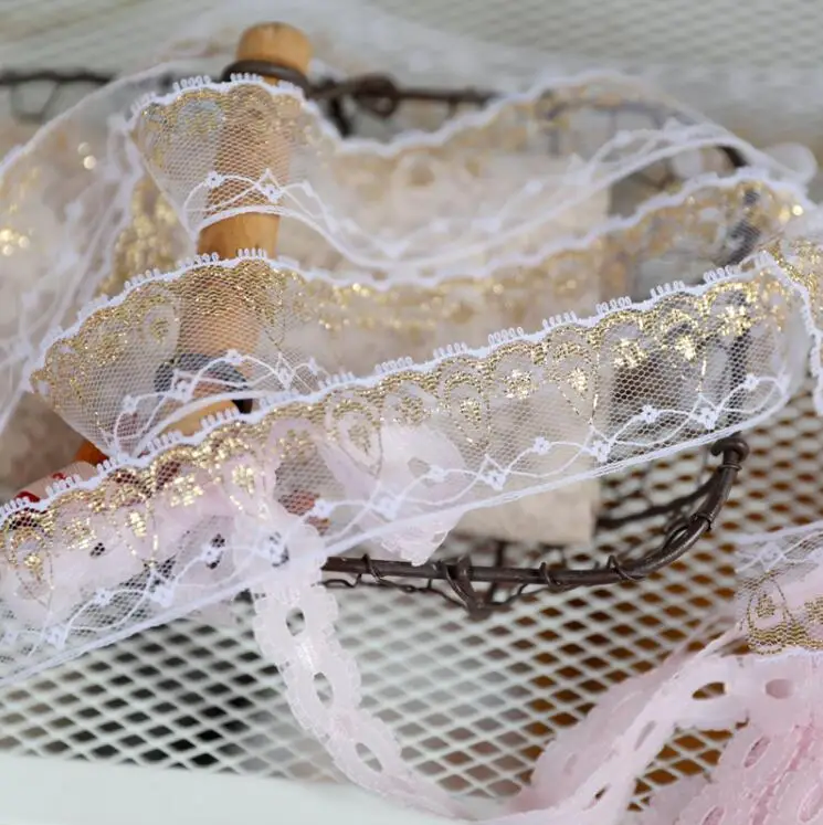 Кружевная вышивка швейной лентой 5 метров золотая ткань гипюр кружевные планки