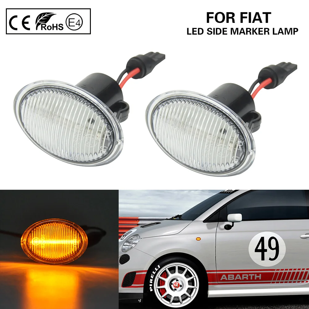 

2X LED Side Marker Light Turn Signal Lamp For Fiat Abarth 500 595 695 Fiat 500 500C 500L Alfa Romeo 4C Ford KA Lancia Ypsilon