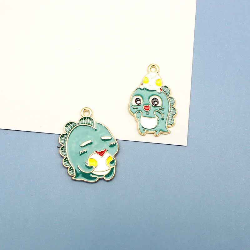 10 шт./лот эмалевые Подвески в виде милого мультяшного монстра динозавра