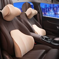3d memory space cotton car neck pillow pu leather car pillow waist rest pillow seat back rest lumbar cushion for car accessories