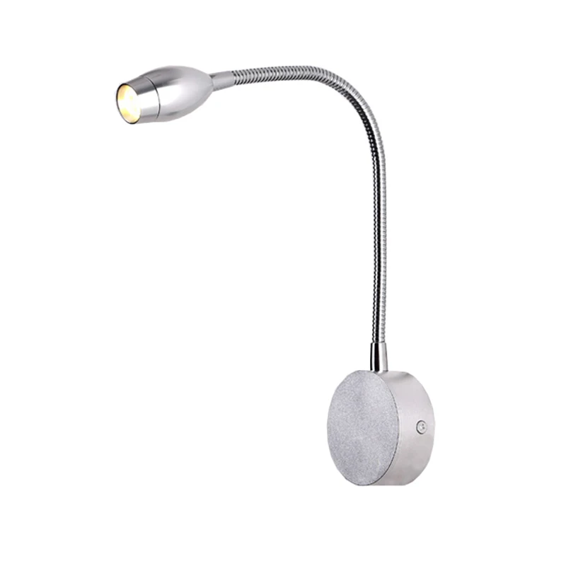 Светодиодный настенный светильник в серебряном корпусе гибкая прикроватная