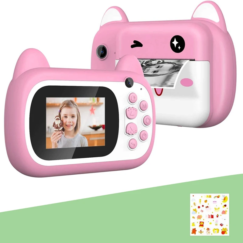 

720P Instant Print Camera, Kids Digital Instant Camera Lanyard Video Camcorder, Creative Camera for Boys and Girls