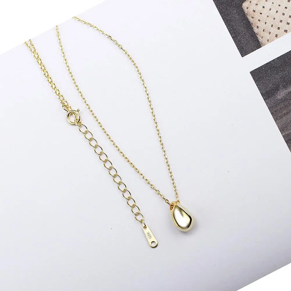 

Simple 925 Sterling Silver Smooth Teardrop Necklace Pendant Personality Short Silver Necklace 925 Jewelry Korean Fashion