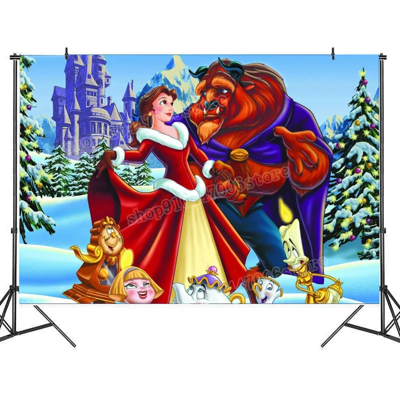 Красавица и Чудовище фон на день рождения Disney свадебный украшение для комнаты