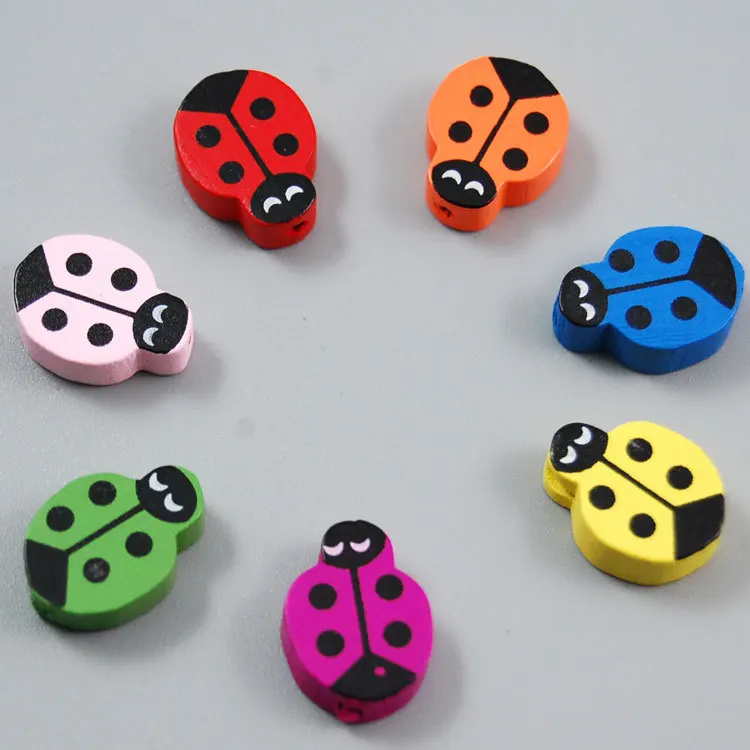 50 шт смешанные цвета Цвет деревянный Материал Милая Божья коровка пижамы бусины