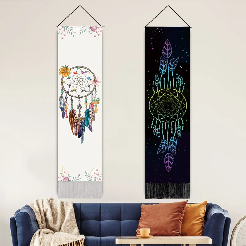 

Nordic dream catcher feather tapestry hanging cloth background cloth feather printing hanging painting home tapestry