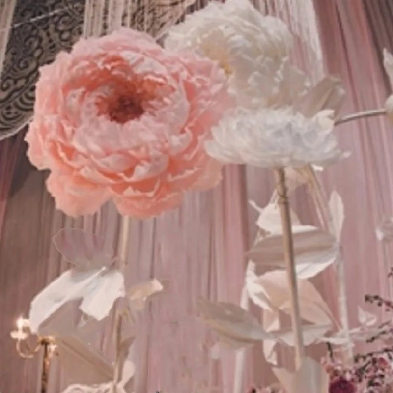 Большие бумажные цветы пиона свадебное украшение головка цветка розы оправа