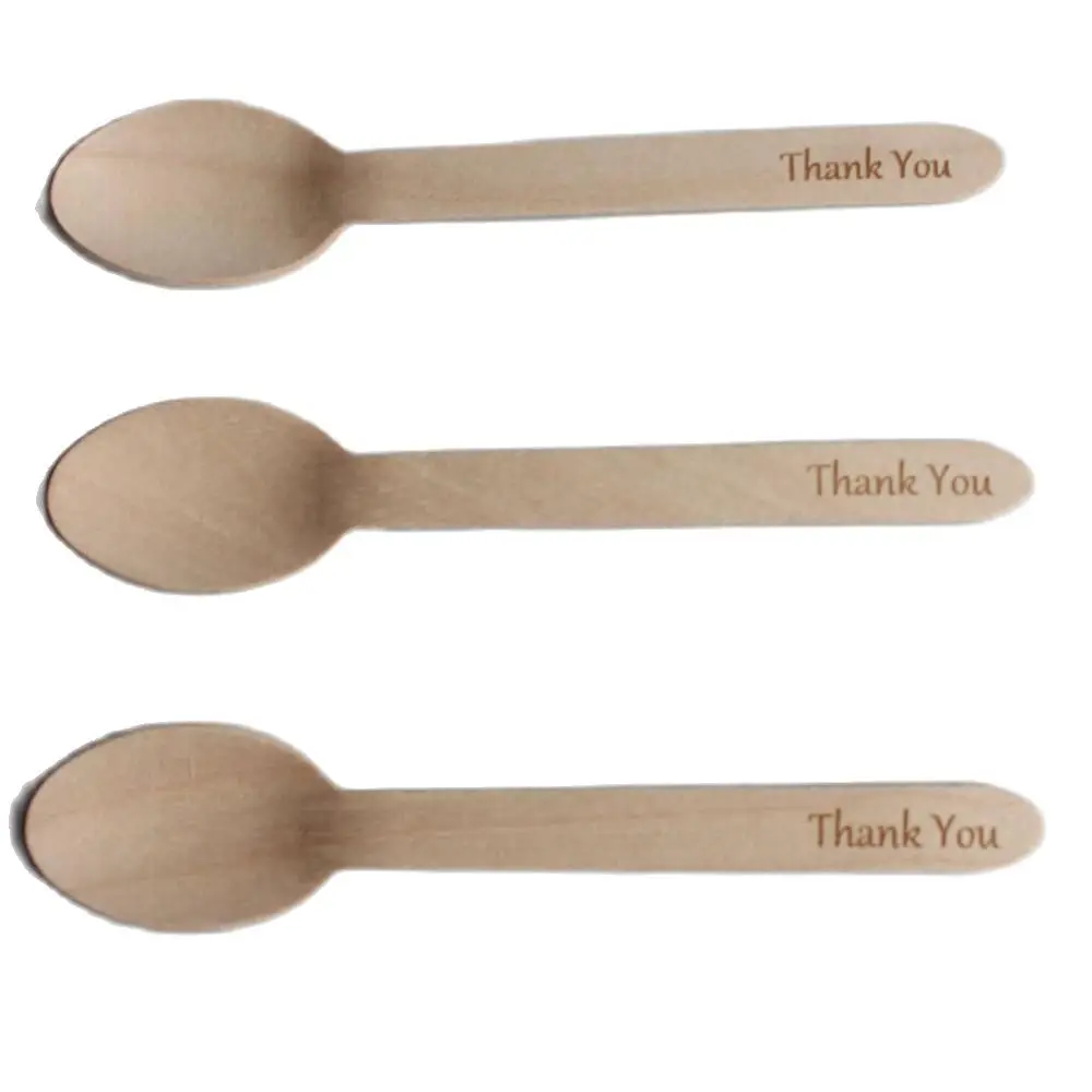 100 г. лазерная гравировка спасибо ложки одноразовая посуда деревянная ложка