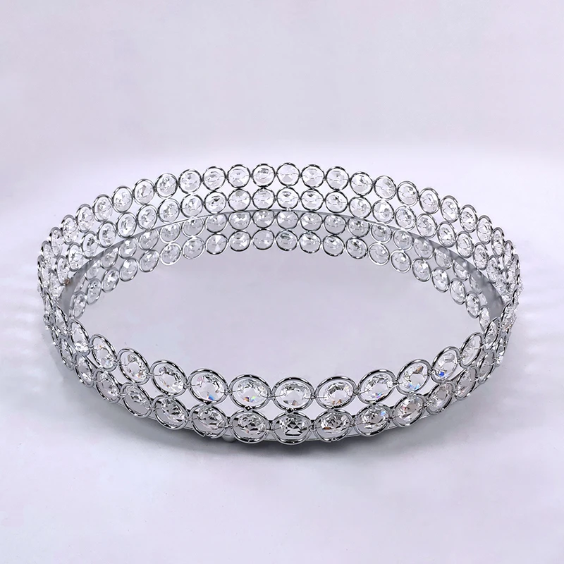 

silver Nordic Mirror crystal Style Storage Baskets Box Simplicity Style Home Organizer For Jewelry Necklace Dessert Plate