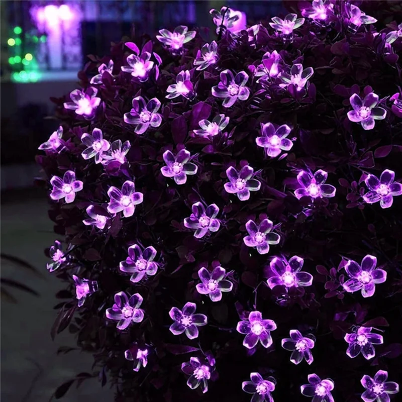 

Solar Garlands light 5m 7m 12m 22m Peach Flower Solar Lamp Power LED String Fairy Lights 6V Garden Christmas Decor For Outdoor