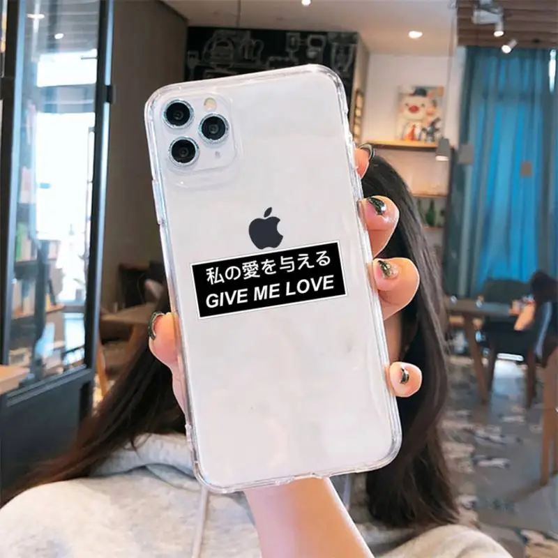

Anime Aesthetic text letter Phone Cases Transparent soft For iphone 5 6 7 8 11 12 s c se plus mini x xs xr pro max shell cover