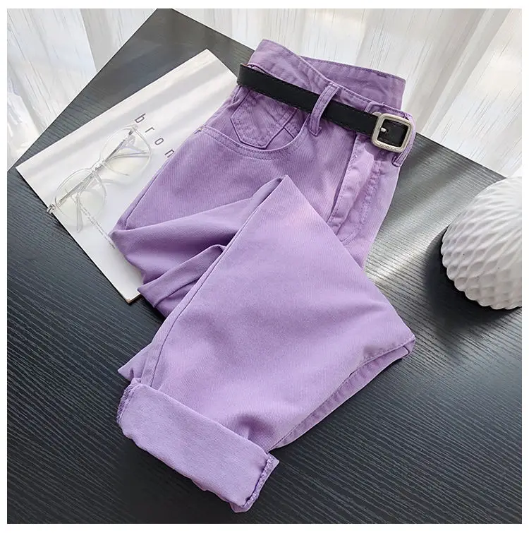 

Women's Cargo Pants Women Summer High Waist purple denim Trousers Cotton Loose Harem Pants For Women Pantalon Cargo Femme
