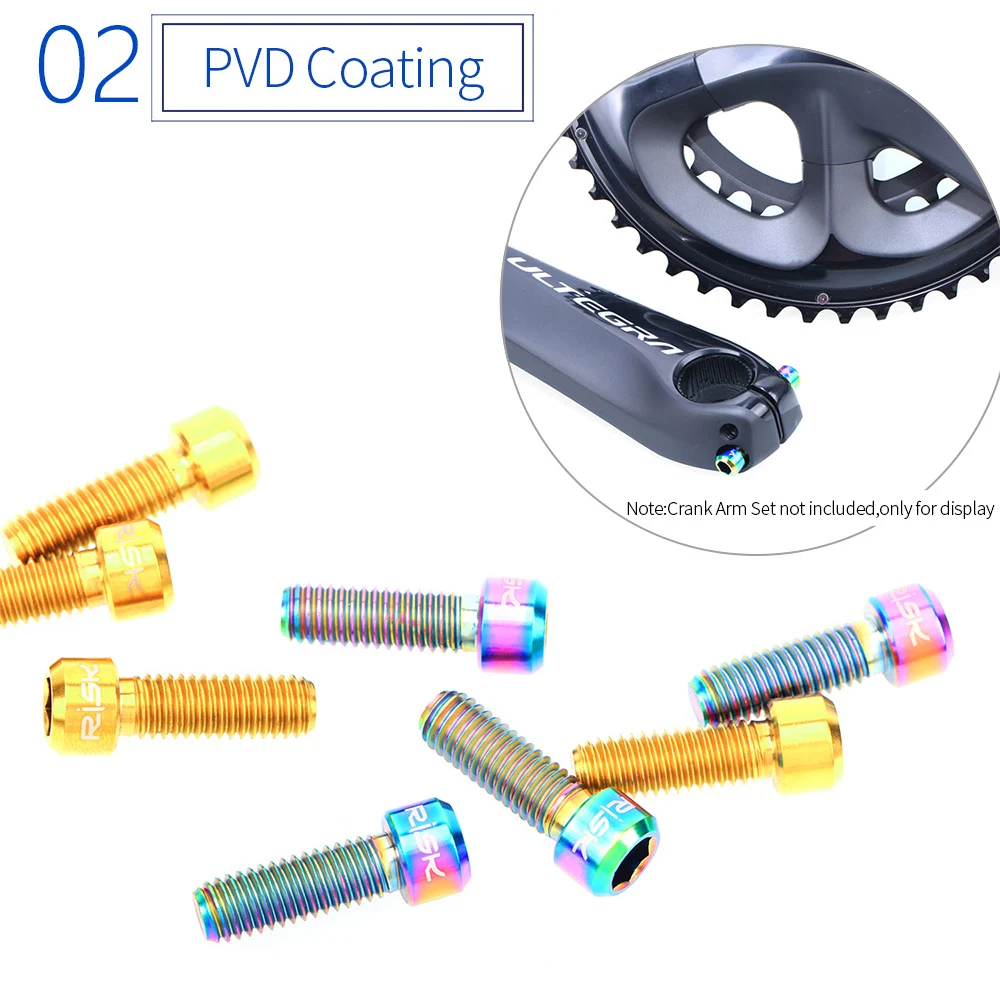 RISK 2pcs M6*18mm MTB Bicycle Titanium Alloy Crank Bolt Disc Brake Caliper Fixing Screws for Road Mountain Bike Lock Screw | Спорт и