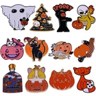 Эмалированная булавка в виде тыквы, коллекция, брошь в виде котенка с фонариком, подарок на Рождество, Хэллоуин, подарок, аксессуар, украшения для праздничной атмосферы