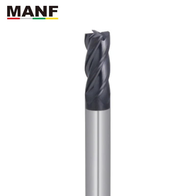 MANF Milling Cutter Long HRC50 4 Flute 4R0.2 6R0.2 Round Ball Nose End Mill Tungsten Carbide blade Solid Endmills | Инструменты