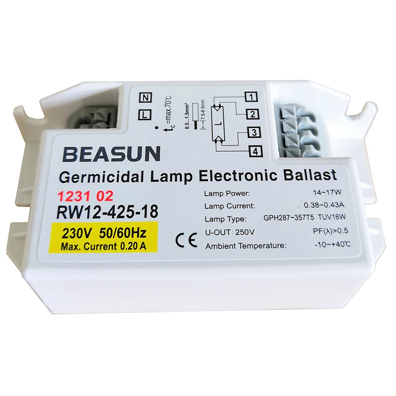 RW12 425 18 18A BEASUN 120V 230V 14 17W бактерицидная УФ лампа электронные балласты для лампы GPH287