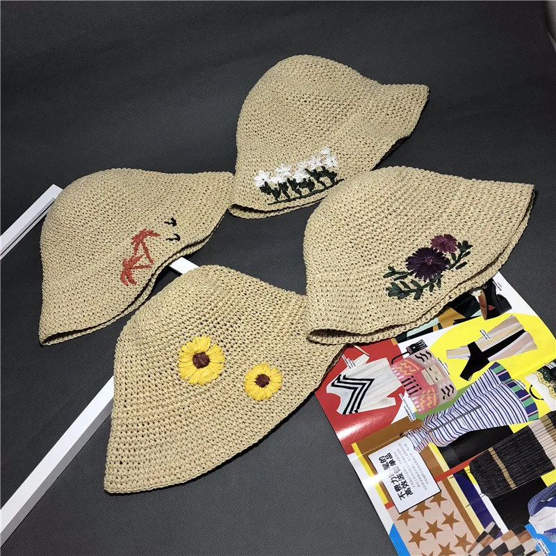 

Handmade Weave Raffia Sun Hats For Women Large Brim Straw Hat Outdoor Beach Summer Caps Chapeu Feminino