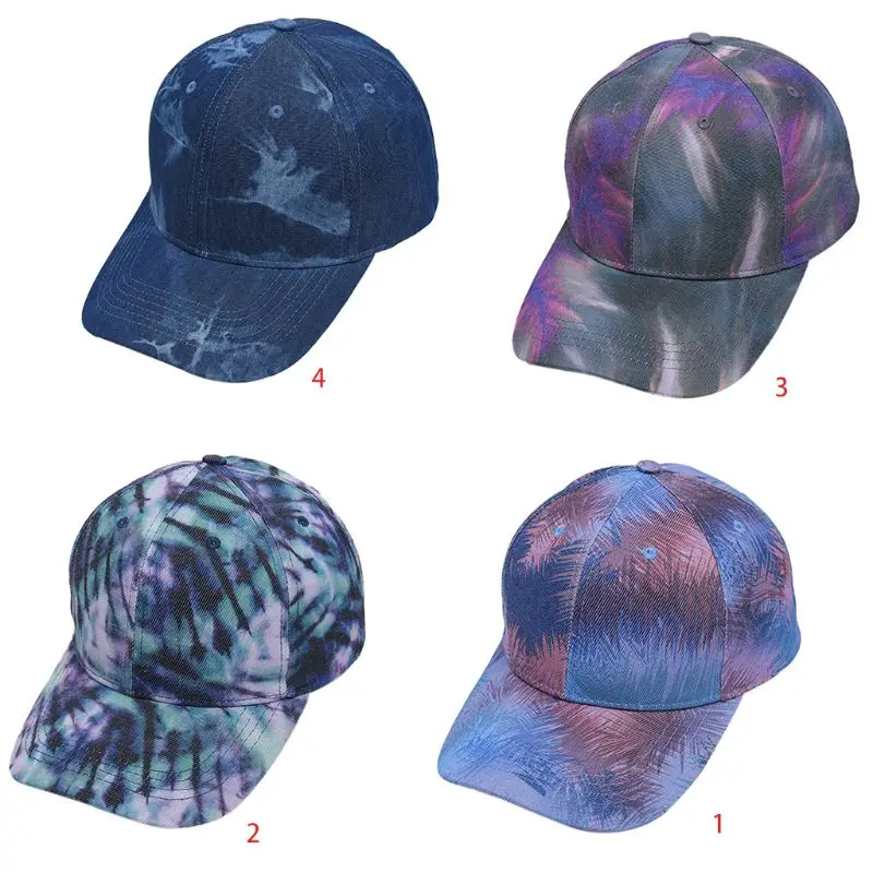 

Unisex Deep Colored Tie-Dye Leaves Print Baseball Cap Outdoor Sunscreen Harajuku Hip Hop Adjustable Snapback Visor Hat