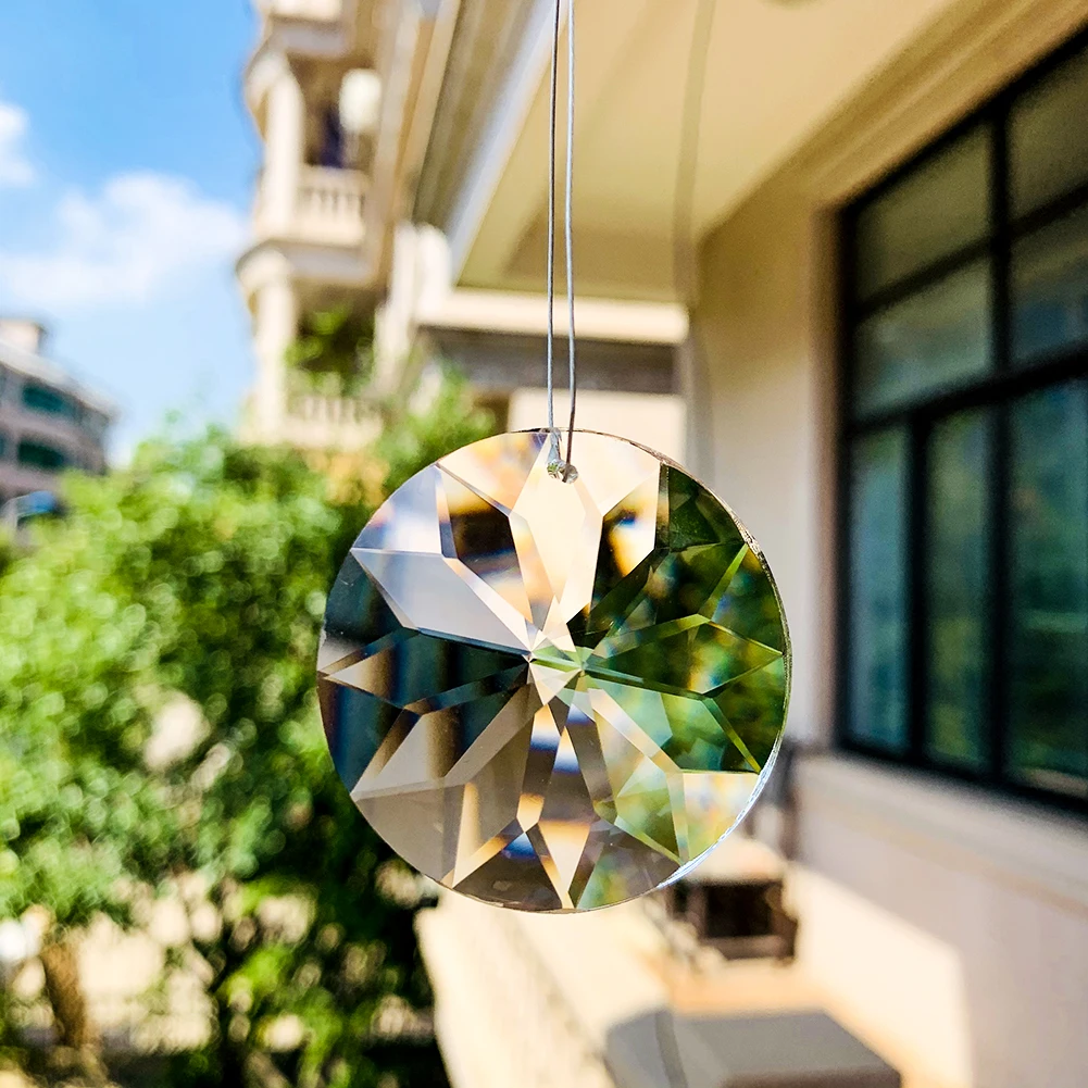45mm Round Clear Crystal Prisms Flower Suncatcher Pendants Hanging for Chandelier Parts DIY Home Wedding Decor Accessories | Освещение
