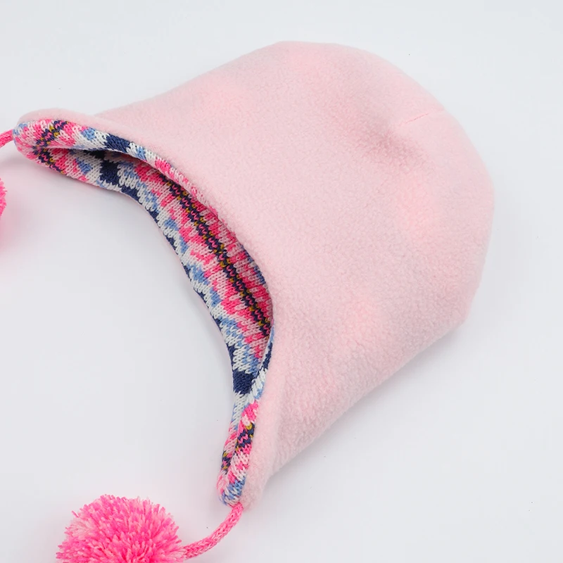 Шапка для девочек шарф набор зимняя шапка ушанка розовая акриловая флисовая