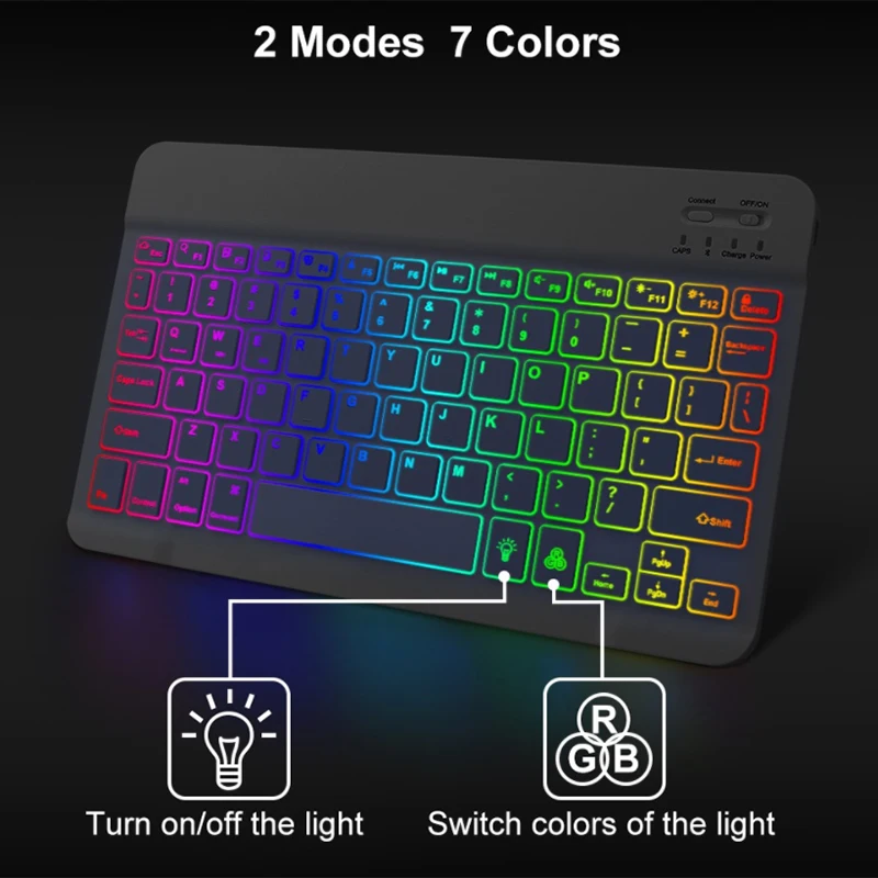 

Super slim Wireless Keyboard Compatible with Bluetooth Portable Mute Glowing Rainbow colors Keyboard Accessories for Compute