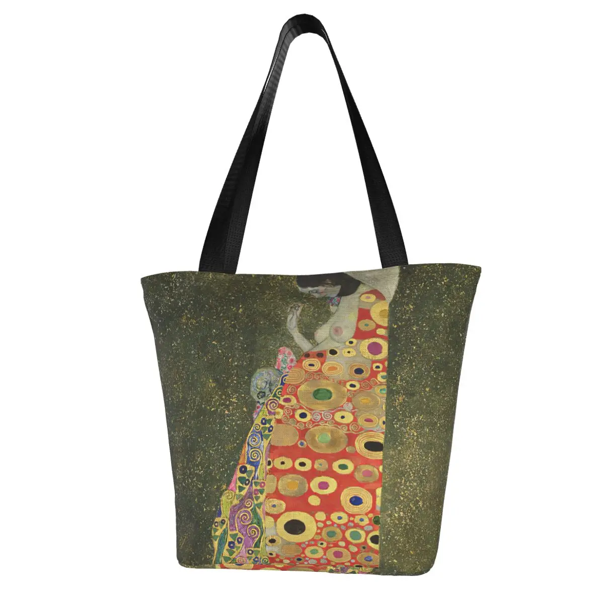 Gustav Klimt,Hope II Polyester outdoor girl handbag, woman shopping bag, shoulder bag, canvas bag, gift bag