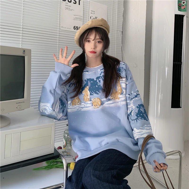 

Реальное фото осенней одежды, новый свободный и ленивый стиль с мультяшным принтом