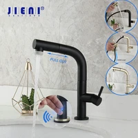jieni kitchen faucet smart sensor pull out hot cold water switch mixer tap smart touch spray tap matte black kitchen faucets