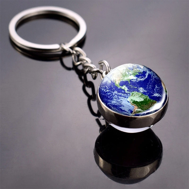 

Double Sided Solar System Planet Keyring Nebula Space Keychain Moon Earth Sun Mars Art Picture Glass Ball Car Key Chain G8TE