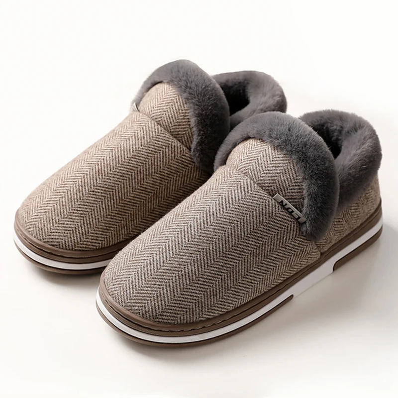 

Couples With Cotton Slippers Men And Women Non-Slip Wear-Resistant Thick-Soled Cotton Shoes Women Warm Home Wool Slippers Male