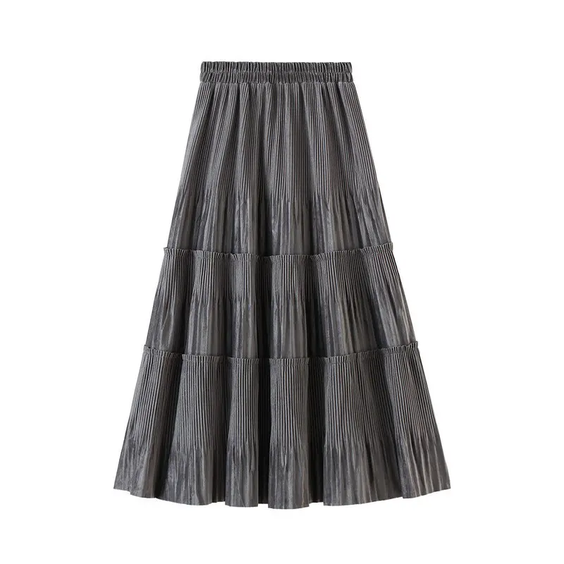 Однотонная женская винтажная длинная бархатная плиссированная юбка Женская