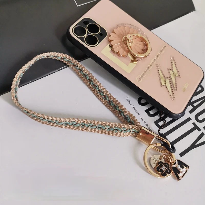 Summer Hot Style Woven Keychain Mobile Phone Lanyard Pendant Ladies Wrist Jewelry Lanyard Work Card Anti-lost Ring Buckle Gift