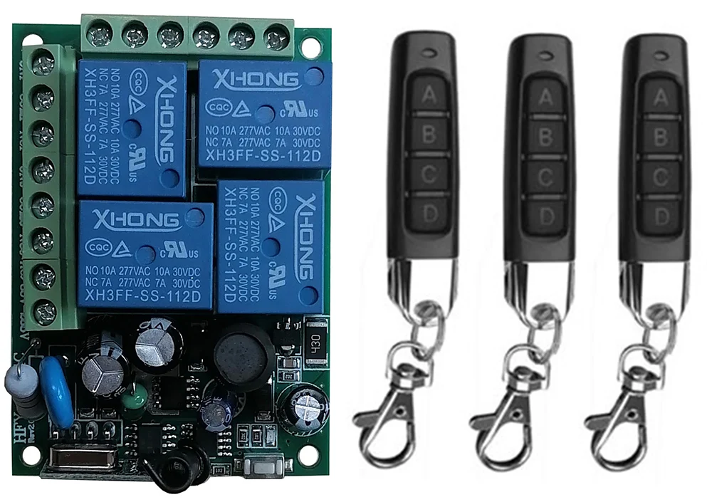 Universal Wireless Remote Control AC110V 220V 4CH Relay Radio Receiver Module controller RF Switch for Gate Garage opener | Электроника
