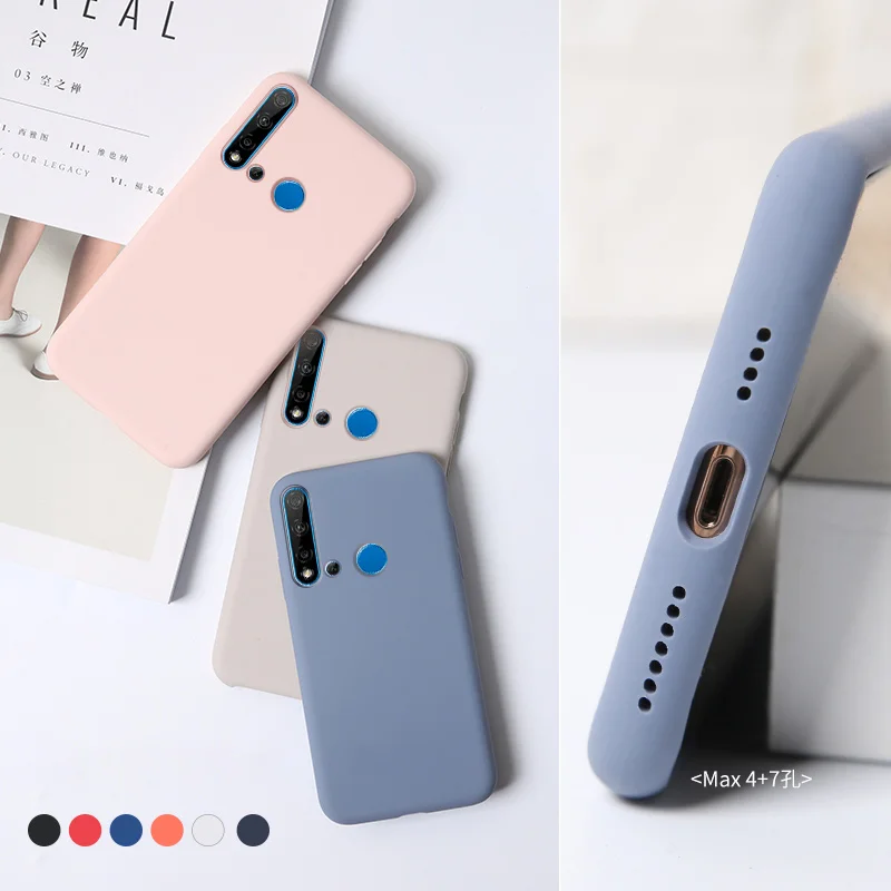 Жидкий силиконовый чехол для Huawei P30 Lite полноразмерный противоударный P20 P40 Pro Nova 4 5